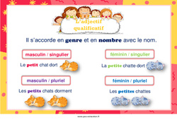 Adjectif qualificatif - Affiche de classe : 5ème, 6ème, 7ème Harmos - PDF à imprimer