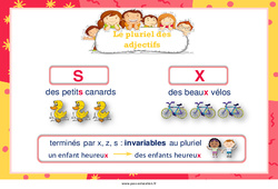 Pluriel des adjectifs - Affiche de classe : 3eme, 4ème Harmos - PDF à imprimer