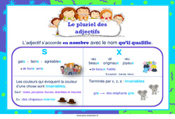 Pluriel des adjectifs - Affiche de classe : 5ème, 6ème, 7ème Harmos - PDF à imprimer