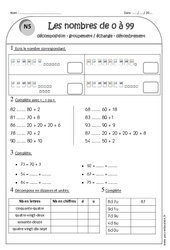 Nombres de 0 à 99 - Exercices- Fiches Décomposition - Groupement échange - Dénombrement : 4ème Harmos - PDF à imprimer