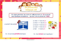 Pluriel des noms en - ail - Affiche de classe : 5ème, 6ème, 7ème Harmos - PDF à imprimer