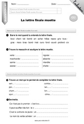 Lettre finale muette - Examen Evaluation - Bilan : 5ème Harmos - PDF à imprimer