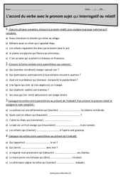 Accord du verbe avec le pronom sujet qui interrogatif ou relatif - Exercices : 7ème Harmos - PDF à imprimer