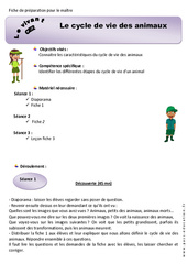 Cycle de vie des animaux - Fiche de préparation 1 : 5ème Harmos - PDF à imprimer