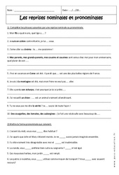 Reprises pronominales et nominales - Exercices  : 10ème Harmos - PDF à imprimer