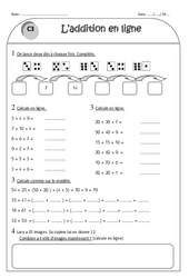 Addition en ligne - Exercices corrigés : 4ème Harmos - PDF à imprimer