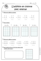 Addition en colonne avec retenue - Exercices  : 4ème Harmos - PDF à imprimer