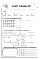 Vers la multiplication - Exercices corrigés : 4ème Harmos - PDF à imprimer