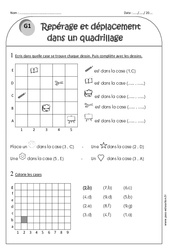 Repérage et déplacement dans un quadrillage - Exercices corrigés : 4ème Harmos - PDF à imprimer