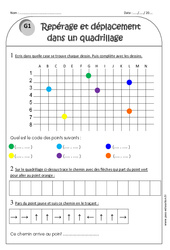 Quadrillage - Repérage et déplacement - Exercices  : 4ème Harmos - PDF à imprimer