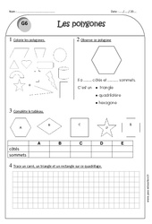 Carré, triangle et rectangle - Exercices sur les Côtés et sommets du polygone : 4ème Harmos - PDF à imprimer