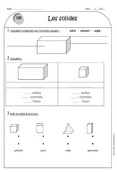 Cylindre - Pavé - Cube - Pyramide - Exercices sur les solides : 4ème Harmos - PDF à imprimer