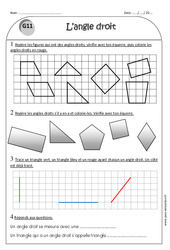 Angle droit - Equerre - Exercices  : 4ème Harmos - PDF à imprimer