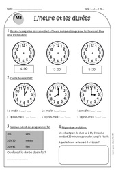 Heure et durée - Exercices  : 4ème Harmos - PDF à imprimer