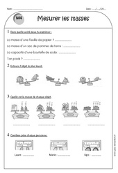 Masse g, kg - Exercices de mesure : 4ème Harmos - PDF à imprimer