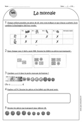 Monnaie et prix euros - Exercices corrigés : 4ème Harmos - PDF à imprimer