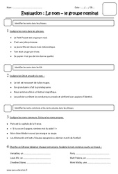 Nom - Groupe nominal - Examen Evaluation : 6ème Harmos - PDF à imprimer