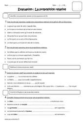 Proposition relative - Examen Evaluation : 6ème Harmos - PDF à imprimer