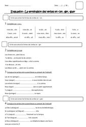 Terminaison des verbes en - cer, - ger, - guer - Examen Evaluation : 6ème Harmos - PDF à imprimer