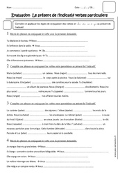 Présent de l'indicatif - Verbes particuliers - Examen Evaluation : 7ème Harmos - PDF à imprimer