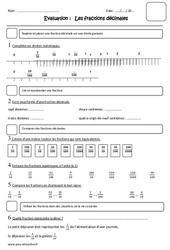 Fractions décimales - Examen Evaluation : 6ème Harmos - PDF à imprimer