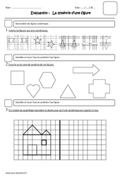 Symétrie d'une figure - Examen Evaluation : 6ème Harmos - PDF à imprimer