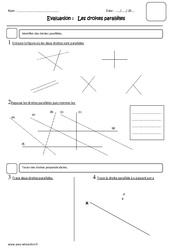 Droites parallèles - Examen Evaluation : 6ème Harmos - PDF à imprimer