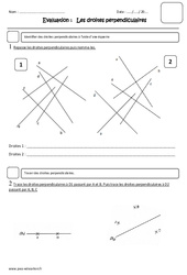 Droites perpendiculaires - Examen Evaluation : 6ème Harmos - PDF à imprimer