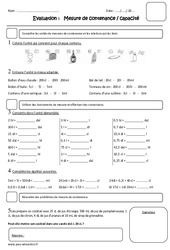 Litre - Capacité - Contenance - Examen Evaluation : 6ème Harmos - PDF à imprimer