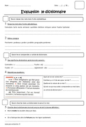 Dictionnaire - Ordre alphabétique - Examen Evaluation : 7ème Harmos - PDF à imprimer