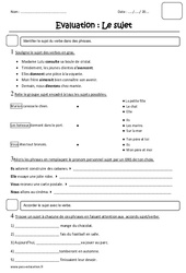 Sujet - Groupe sujet - Examen Evaluation : 5ème Harmos - PDF à imprimer