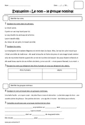 Nom - Groupe nominal - Examen Evaluation : 5ème Harmos - PDF à imprimer