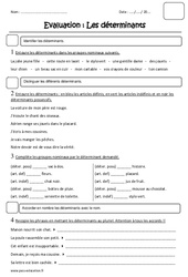 Déterminants - Examen Evaluation : 5ème Harmos - PDF à imprimer