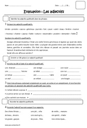 Adjectifs qualificatifs - Examen Evaluation : 5ème Harmos - PDF à imprimer