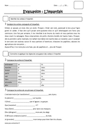 Imparfait - Examen Evaluation : 5ème Harmos - PDF à imprimer