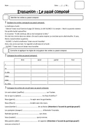 Passé composé - Examen Evaluation : 5ème Harmos - PDF à imprimer