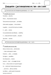 et - est, son - sont - Examen Evaluation sur Les homophones : 5ème Harmos - PDF à imprimer