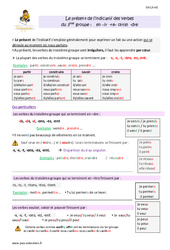 Présent des verbes du 3 ème groupe en - ir, - re, - oir , - dre - Cours, Leçon : 7ème Harmos - PDF à imprimer