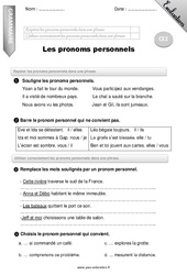 Pronoms personnels - Examen Evaluation - Bilan : 5ème Harmos - PDF à imprimer