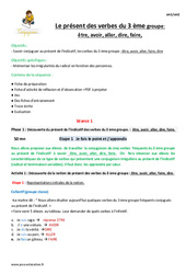Séquence - Fiche de préparation Présent des verbes du 3 ème groupe - Séquence - Fiche de préparation : 6ème Harmos - PDF à imprimer