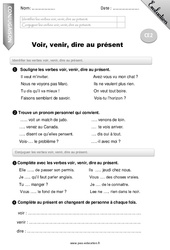 Voir, venir, dire au présent - Examen Evaluation - Bilan : 5ème Harmos - PDF à imprimer