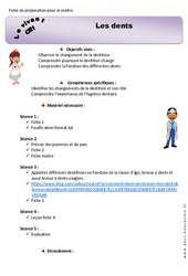 Séquence - Fiche de préparation Les dents - Séquence - Fiche de préparation : 4ème Harmos - PDF à imprimer