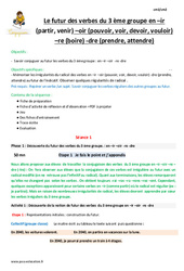 Futur des verbes du 3 ème groupe - ir - oir - re - dre - Séquence - Fiche de préparation : 7ème Harmos - PDF à imprimer