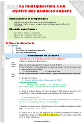 Séquence - Fiche de préparation Multiplication à un chiffre des nombres entiers - Séquence - Fiche de préparation : 7ème Harmos - PDF à imprimer