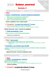 Leçon, exercice et évaluation :<br/> Semaine 4 - Cahier journal - PES - Stagiaires, jeunes profs... : 6ème Harmos - PDF à imprimer