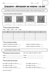 Décomposer les nombres inférieurs à 10 000 - Examen Evaluation : 5ème Harmos - PDF à imprimer