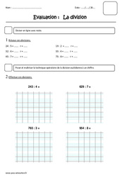 Division - Examen Evaluation : 5ème Harmos - PDF à imprimer