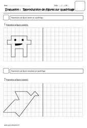 Reproduction de figures sur quadrillage - Examen Evaluation : 5ème Harmos - PDF à imprimer