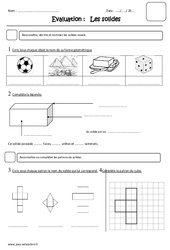 Solides - Examen Evaluation : 5ème Harmos - PDF à imprimer