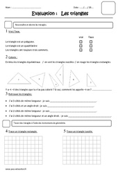 Triangles - Examen Evaluation : 5ème Harmos - PDF à imprimer